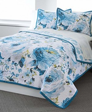 BALTIC-LINEN-Floral-Blue-100-Cotton-Quilt-Set-FullQueen-0